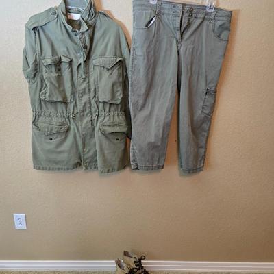 Military Jacket, Liz Claiborne Pants, and Boots Set