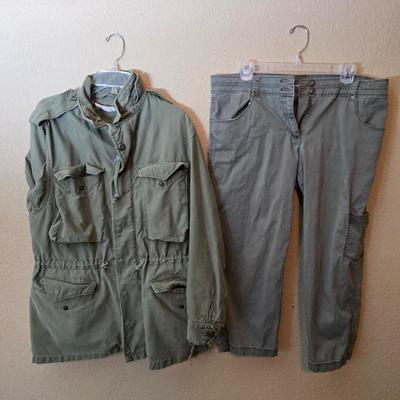 Military Jacket, Liz Claiborne Pants, and Boots Set