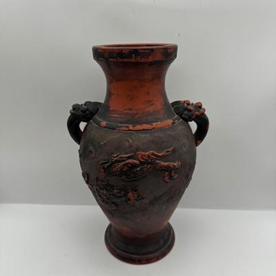 Japanese Tokoname Pottery Dragon in Clouds Amphora Vase