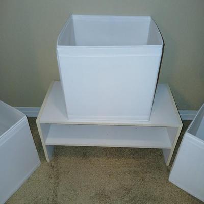 White Cube Storage Set – 3 Collapsible Bins + Shelf