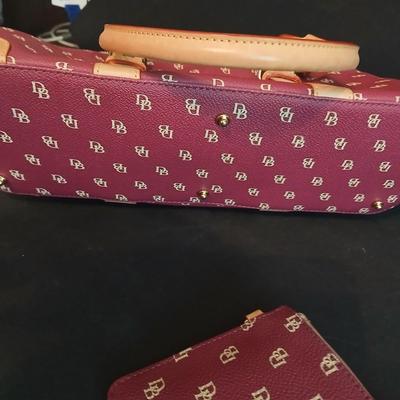 Dooney & Bourke Burgundy Monogram 3-Piece Set – Satchel, Wristlet & Wallet