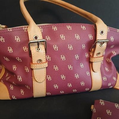 Dooney & Bourke Burgundy Monogram 3-Piece Set – Satchel, Wristlet & Wallet