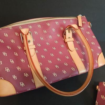 Dooney & Bourke Burgundy Monogram 3-Piece Set – Satchel, Wristlet & Wallet