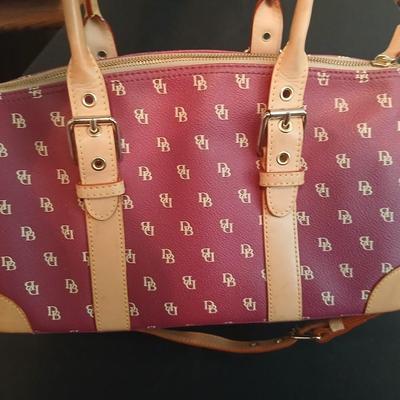 Dooney & Bourke Burgundy Monogram 3-Piece Set – Satchel, Wristlet & Wallet