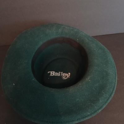 Vintage Bailey Western Wool Hat – Green Felt with Concho Band