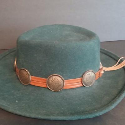 Vintage Bailey Western Wool Hat – Green Felt with Concho Band