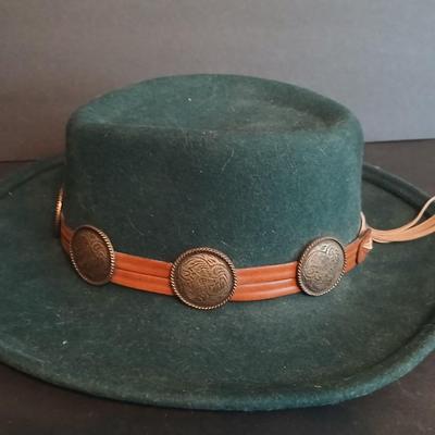 Vintage Bailey Western Wool Hat – Green Felt with Concho Band