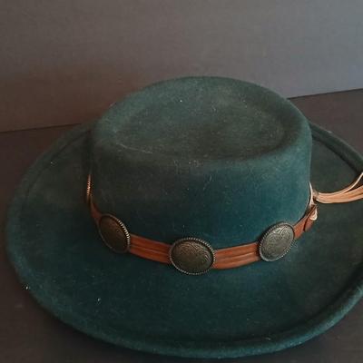 Vintage Bailey Western Wool Hat – Green Felt with Concho Band