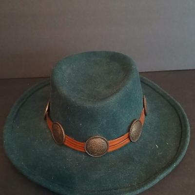 Vintage Bailey Western Wool Hat – Green Felt with Concho Band