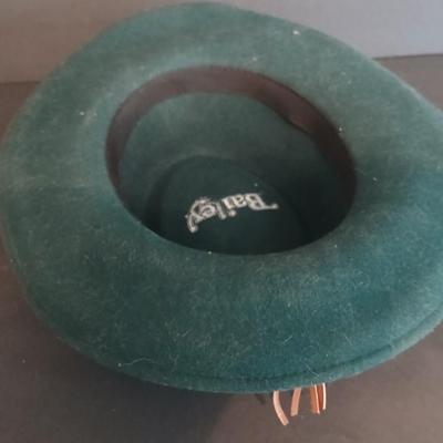 Vintage Bailey Western Wool Hat – Green Felt with Concho Band