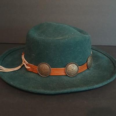 Vintage Bailey Western Wool Hat – Green Felt with Concho Band