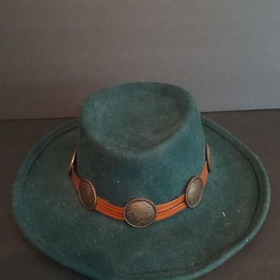 Vintage Bailey Western Wool Hat – Green Felt with Concho Band