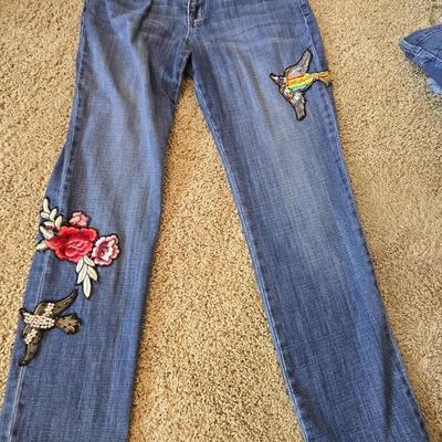 4-Piece Women’s Jeans Lot – Laurie Felt Size 8, Embellished & Embroidered Styles
