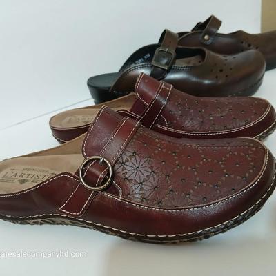 2 Women's Leather Clogs – L'Artiste by Spring Step & Perforated Mary Jane Style – Size EU 39