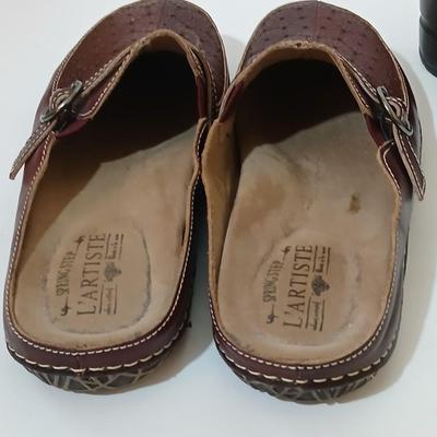 2 Women's Leather Clogs – L'Artiste by Spring Step & Perforated Mary Jane Style – Size EU 39