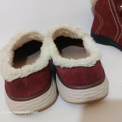2 Women's Shearling-Lined Red Suede Shoes – Size 8.5M