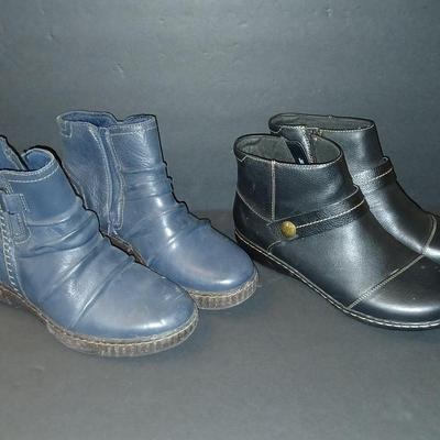 Stylish Leather Ankle Boot Duo – Clarks & Navy Casual Boots (Size 8.5M)