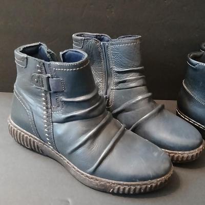 Stylish Leather Ankle Boot Duo – Clarks & Navy Casual Boots (Size 8.5M)