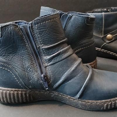 Stylish Leather Ankle Boot Duo – Clarks & Navy Casual Boots (Size 8.5M)