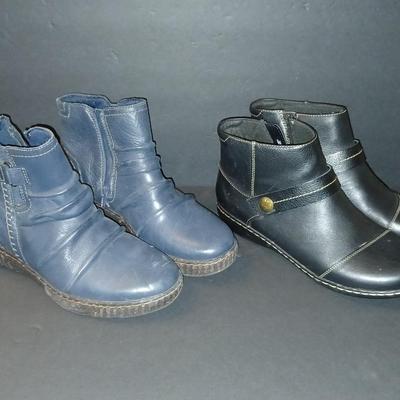 Stylish Leather Ankle Boot Duo – Clarks & Navy Casual Boots (Size 8.5M)