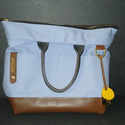 R. Riveter Blue Canvas and Leather Tote Bag