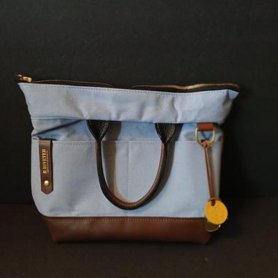 R. Riveter Blue Canvas and Leather Tote Bag