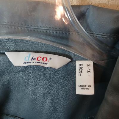 D&Co Denim Blue Faux Leather Jacket