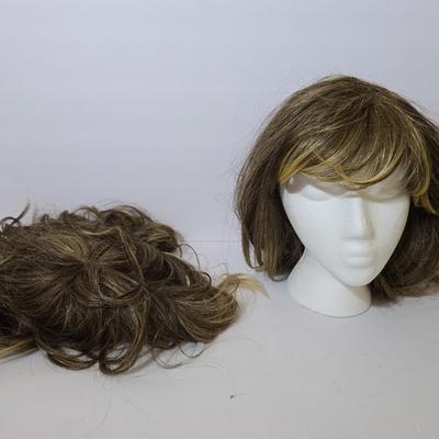 Hairdo® Brunette Wig Lot – Medium Length Wig + Curly Hairpiece – 2 Pieces