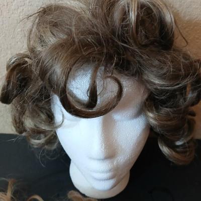 2 Curly Synthetic Wigs – Auburn & Brunette with Highlights – Short Length
