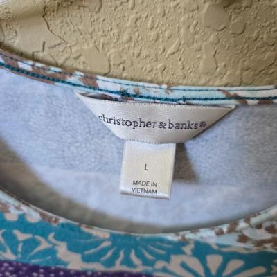 Christopher Banks Women’s Long Sleeve & 3/4 Sleeve Tops – Size L, Mixed Prints