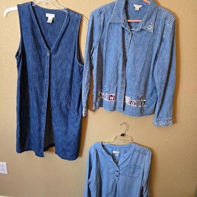 3 Christopher & Banks Denim Tops – Women’s Size Large