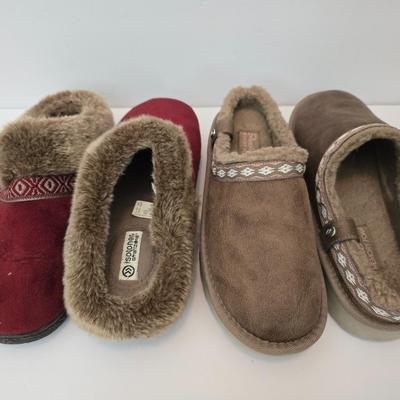 Pairs Women’s Faux Fur-Lined Slippers – Isotoner & Dearfoams