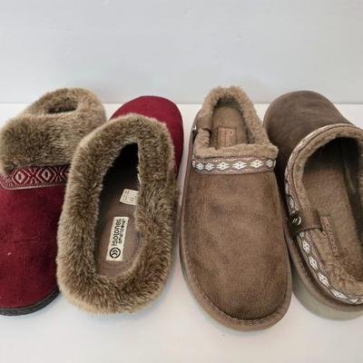 Pairs Women’s Faux Fur-Lined Slippers – Isotoner & Dearfoams
