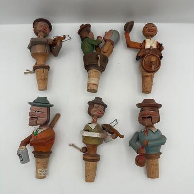 Vintage Wooden Hand Carved Mechanical Bottle Stoppers