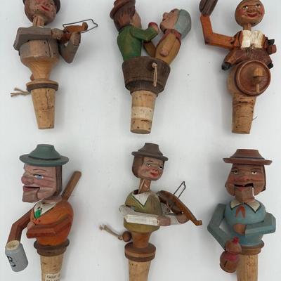 Vintage Wooden Hand Carved Mechanical Bottle Stoppers