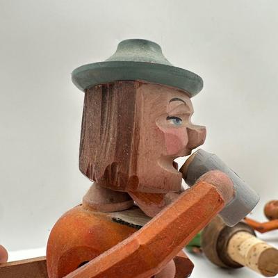Vintage Wooden Hand Carved Mechanical Bottle Stoppers