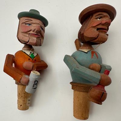 Vintage Wooden Hand Carved Mechanical Bottle Stoppers