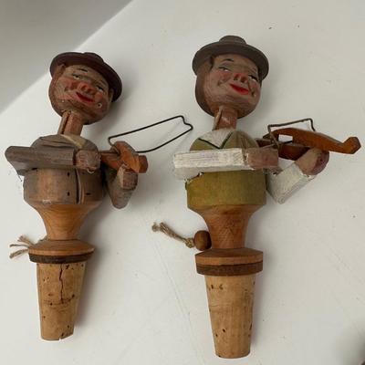 Vintage Wooden Hand Carved Mechanical Bottle Stoppers