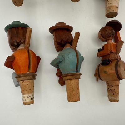 Vintage Wooden Hand Carved Mechanical Bottle Stoppers