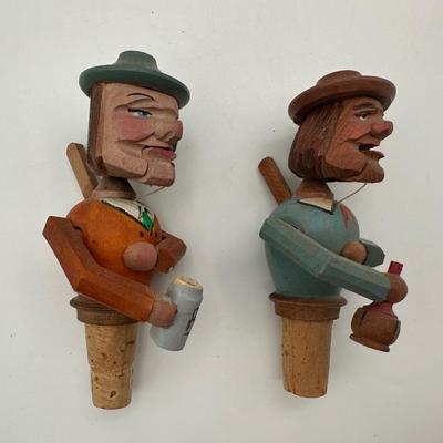 Vintage Wooden Hand Carved Mechanical Bottle Stoppers