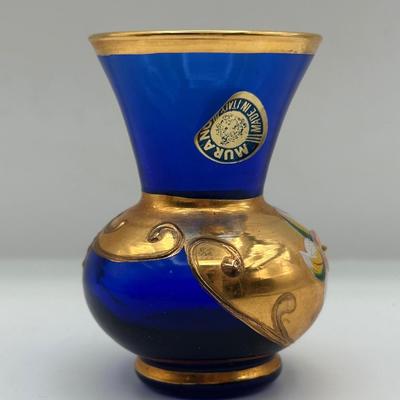 Murano Hand Painted 3” Glass Vase