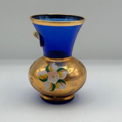 Murano Hand Painted 3” Glass Vase