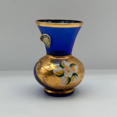 Murano Hand Painted 3” Glass Vase
