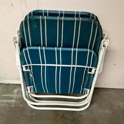 Pair of Striped Outdoor Patio Chairs