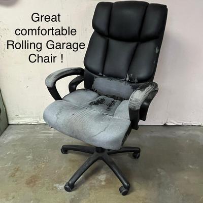 Comfortable High-Back Rolling Garage Chair