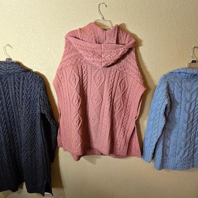 Three Merino Wool Knit Sweaters Made in Ireland