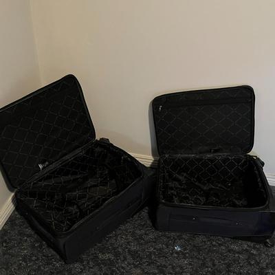 Set of Two Black Rolling Suitcases