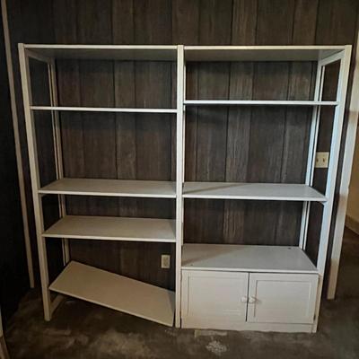 White Double Bookcase with Cabinet Storage