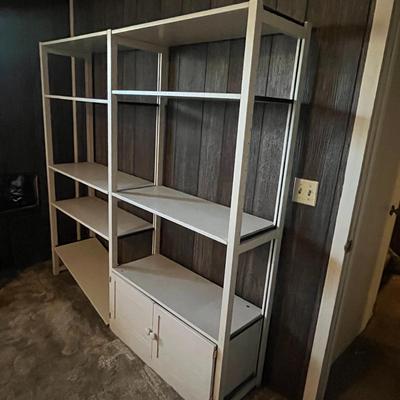 White Double Bookcase with Cabinet Storage