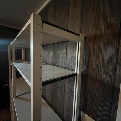 White Double Bookcase with Cabinet Storage